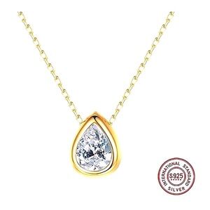 NEW Gold Plated‎ Silver Teardrop Pendant Necklace, 16-18"